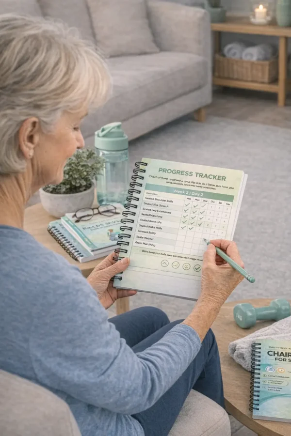 Chair Yoga for Seniors Spiral Workbook – Daily Gentle Fitness Journal with Progress Tracker